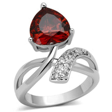 Load image into Gallery viewer, 3W323 - Rhodium Brass Ring with AAA Grade CZ  in Garnet