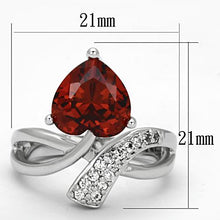 Load image into Gallery viewer, 3W323 - Rhodium Brass Ring with AAA Grade CZ  in Garnet