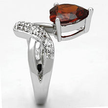 Load image into Gallery viewer, 3W323 - Rhodium Brass Ring with AAA Grade CZ  in Garnet