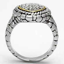 Load image into Gallery viewer, 3W333 - Reverse Two-Tone Brass Ring with AAA Grade CZ  in Clear