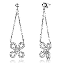 Load image into Gallery viewer, 3W354 - Rhodium Brass Earrings with AAA Grade CZ  in Clear