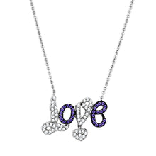 Load image into Gallery viewer, 3W414 - Rhodium + Ruthenium Brass Necklace with AAA Grade CZ  in Amethyst