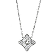Load image into Gallery viewer, 3W430 - Rhodium Brass Necklace with AAA Grade CZ  in Clear