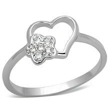 Load image into Gallery viewer, 3W472 - Rhodium Brass Ring with AAA Grade CZ  in Clear