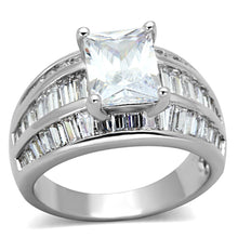 Load image into Gallery viewer, 3W475 - Rhodium Brass Ring with AAA Grade CZ  in Clear