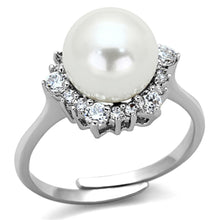 Load image into Gallery viewer, 3W477 - Rhodium Brass Ring with Synthetic Pearl in White