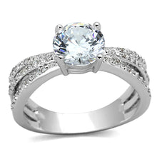 Load image into Gallery viewer, 3W478 - Rhodium Brass Ring with AAA Grade CZ  in Clear