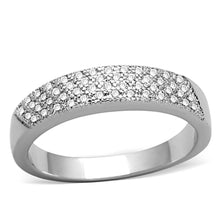 Load image into Gallery viewer, 3W482 - Rhodium Brass Ring with AAA Grade CZ  in Clear