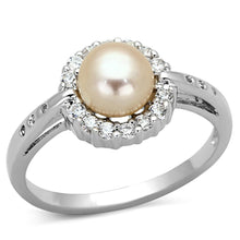 Load image into Gallery viewer, 3W487 - Rhodium Brass Ring with Synthetic Pearl in White