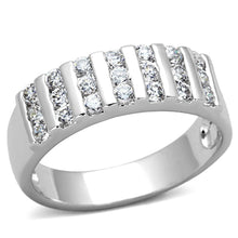 Load image into Gallery viewer, 3W488 - Rhodium Brass Ring with AAA Grade CZ  in Clear