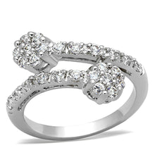 Load image into Gallery viewer, 3W490 - Rhodium Brass Ring with AAA Grade CZ  in Clear