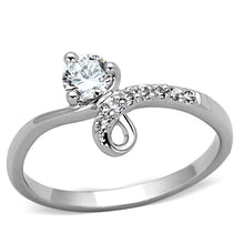 Load image into Gallery viewer, 3W497 - Rhodium Brass Ring with AAA Grade CZ  in Clear