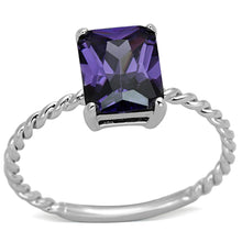 Load image into Gallery viewer, 3W498 - Rhodium Brass Ring with AAA Grade CZ  in Amethyst