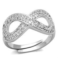 Load image into Gallery viewer, 3W503 - Rhodium Brass Ring with AAA Grade CZ  in Clear
