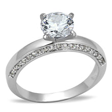 Load image into Gallery viewer, 3W504 - Rhodium Brass Ring with AAA Grade CZ  in Clear