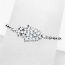 Load image into Gallery viewer, 3W515 - Rhodium Brass Ring with AAA Grade CZ  in Clear