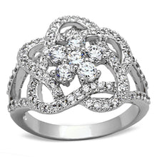 Load image into Gallery viewer, 3W523 - Rhodium Brass Ring with AAA Grade CZ  in Clear