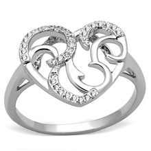 Load image into Gallery viewer, 3W524 - Rhodium Brass Ring with AAA Grade CZ  in Clear