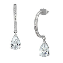 Load image into Gallery viewer, 3W529 - Rhodium Brass Earrings with AAA Grade CZ  in Clear