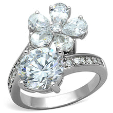 Load image into Gallery viewer, 3W576 - Rhodium Brass Ring with AAA Grade CZ  in Clear