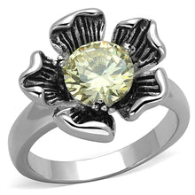 Load image into Gallery viewer, 3W585 - Rhodium Brass Ring with AAA Grade CZ  in Citrine Yellow