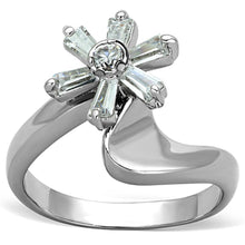 Load image into Gallery viewer, 3W593 - Rhodium Brass Ring with AAA Grade CZ  in Clear