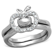 Load image into Gallery viewer, 3W594 - Rhodium Brass Ring with AAA Grade CZ  in Clear