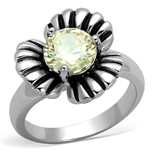 Load image into Gallery viewer, 3W598 - Rhodium Brass Ring with AAA Grade CZ  in Citrine Yellow