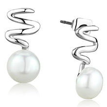 Load image into Gallery viewer, 3W687 - Rhodium Brass Earrings with Synthetic Pearl in White