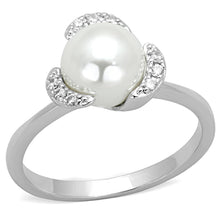 Load image into Gallery viewer, 3W721 - Rhodium Brass Ring with Synthetic Pearl in White