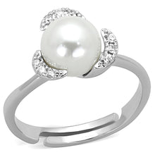 Load image into Gallery viewer, 3W722 - Rhodium Brass Ring with Synthetic Pearl in White