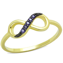 Load image into Gallery viewer, 3W727 - Gold+Ruthenium Brass Ring with AAA Grade CZ  in Tanzanite