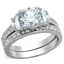 Load image into Gallery viewer, 3W731 - Rhodium Brass Ring with AAA Grade CZ  in Clear