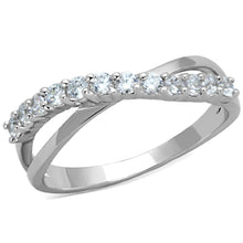Load image into Gallery viewer, 3W742 - Rhodium Brass Ring with AAA Grade CZ  in Clear