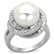 Load image into Gallery viewer, 3W759 - Rhodium Brass Ring with Synthetic Pearl in White