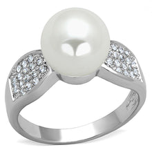 Load image into Gallery viewer, 3W761 - Rhodium Brass Ring with Synthetic Pearl in White