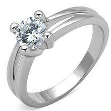 Load image into Gallery viewer, 3W764 - Rhodium Brass Ring with AAA Grade CZ  in Clear