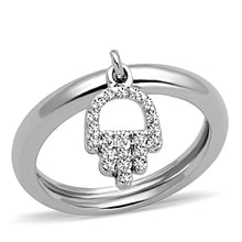 Load image into Gallery viewer, 3W808 - Rhodium Brass Ring with AAA Grade CZ  in Clear