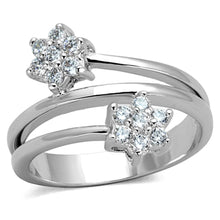 Load image into Gallery viewer, 3W810 - Rhodium Brass Ring with AAA Grade CZ  in Clear
