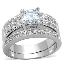 Load image into Gallery viewer, 3W817 - Rhodium Brass Ring with AAA Grade CZ  in Clear