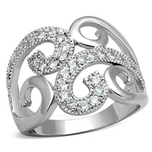 Load image into Gallery viewer, 3W827 - Rhodium Brass Ring with AAA Grade CZ  in Clear