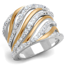 Load image into Gallery viewer, 3W857 - Rose Gold + Rhodium Brass Ring with AAA Grade CZ  in Clear