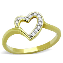 Load image into Gallery viewer, 3W870 - Gold+Rhodium Brass Ring with AAA Grade CZ  in Clear