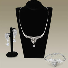 Load image into Gallery viewer, 3W924 - Rhodium Brass Jewelry Sets with AAA Grade CZ  in Clear