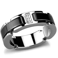 Load image into Gallery viewer, 3W966 - High polished (no plating) Stainless Steel Ring with Ceramic  in Jet