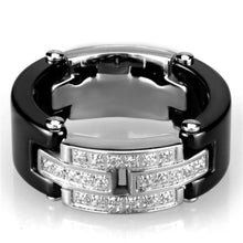 Load image into Gallery viewer, 3W976 - High polished (no plating) Stainless Steel Ring with Ceramic  in Jet