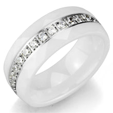 Load image into Gallery viewer, 3W983 - High polished (no plating) Stainless Steel Ring with Ceramic  in White