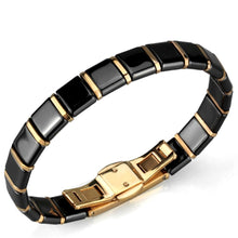 Load image into Gallery viewer, 3W986 - IP Rose Gold(Ion Plating) Stainless Steel Bracelet with Ceramic  in Jet