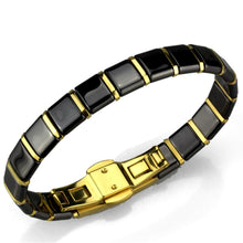Load image into Gallery viewer, 3W988 - IP Gold(Ion Plating) Stainless Steel Bracelet with Ceramic  in Jet