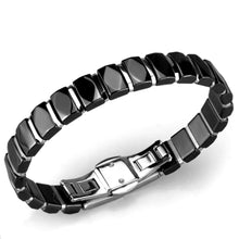 Load image into Gallery viewer, 3W990 - High polished (no plating) Stainless Steel Bracelet with Ceramic  in Jet